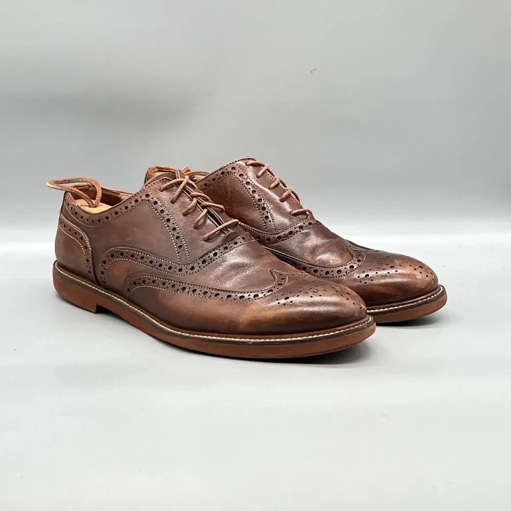 To Boot New York Shoes Mens 11 Brown Leather Wingtip Oxford Dress Brogue Lace Up